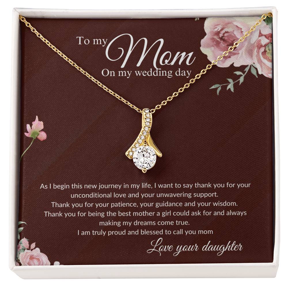 Eternal Ribbon Necklace | Mother of the Bride Gift from Daughter | Mother of the Bride Necklace | from Bride to Mom | To Mom from Bride - BespokeBliss