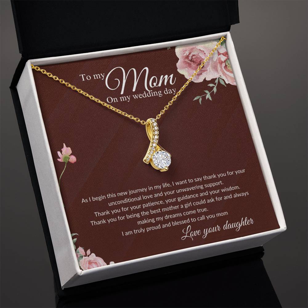 Eternal Ribbon Necklace | Mother of the Bride Gift from Daughter | Mother of the Bride Necklace | from Bride to Mom | To Mom from Bride - BespokeBliss