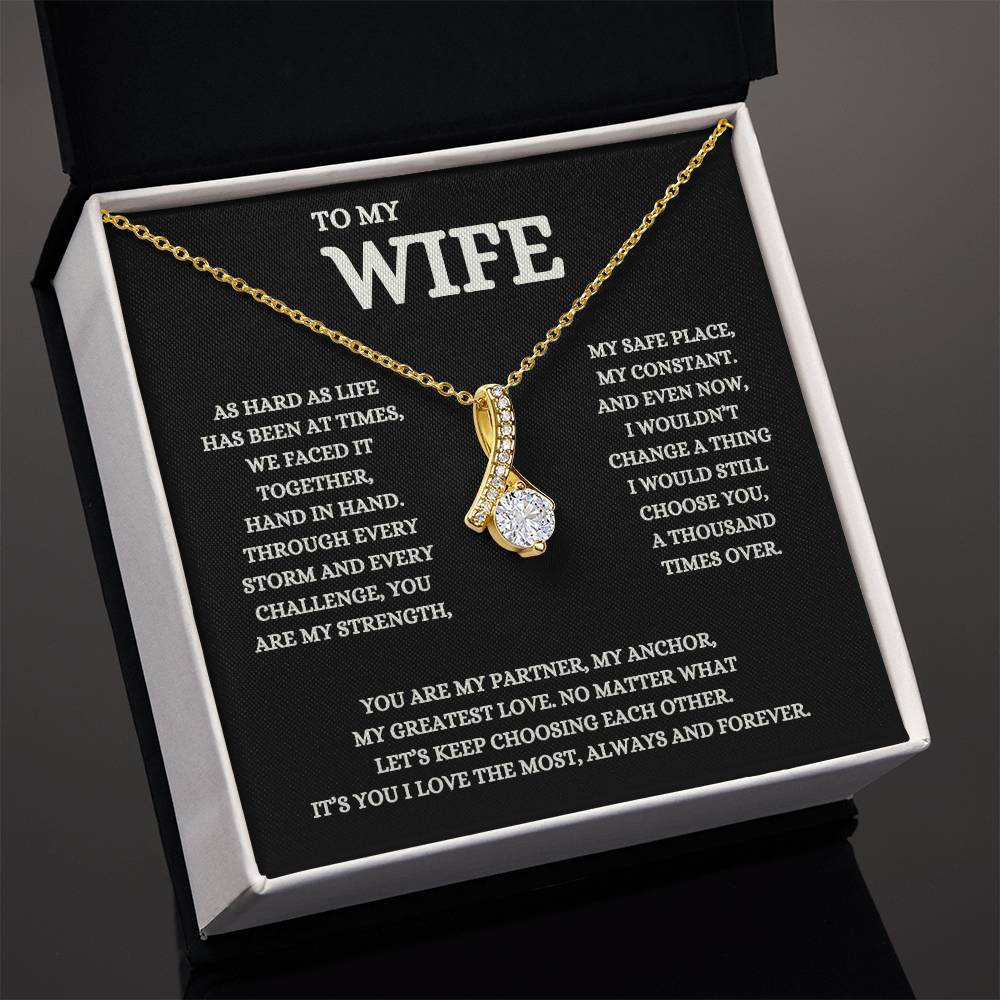 To My Wife - A Gift as Timeless as Our Love Ribbon-Style Pendant and Message Card ❤️