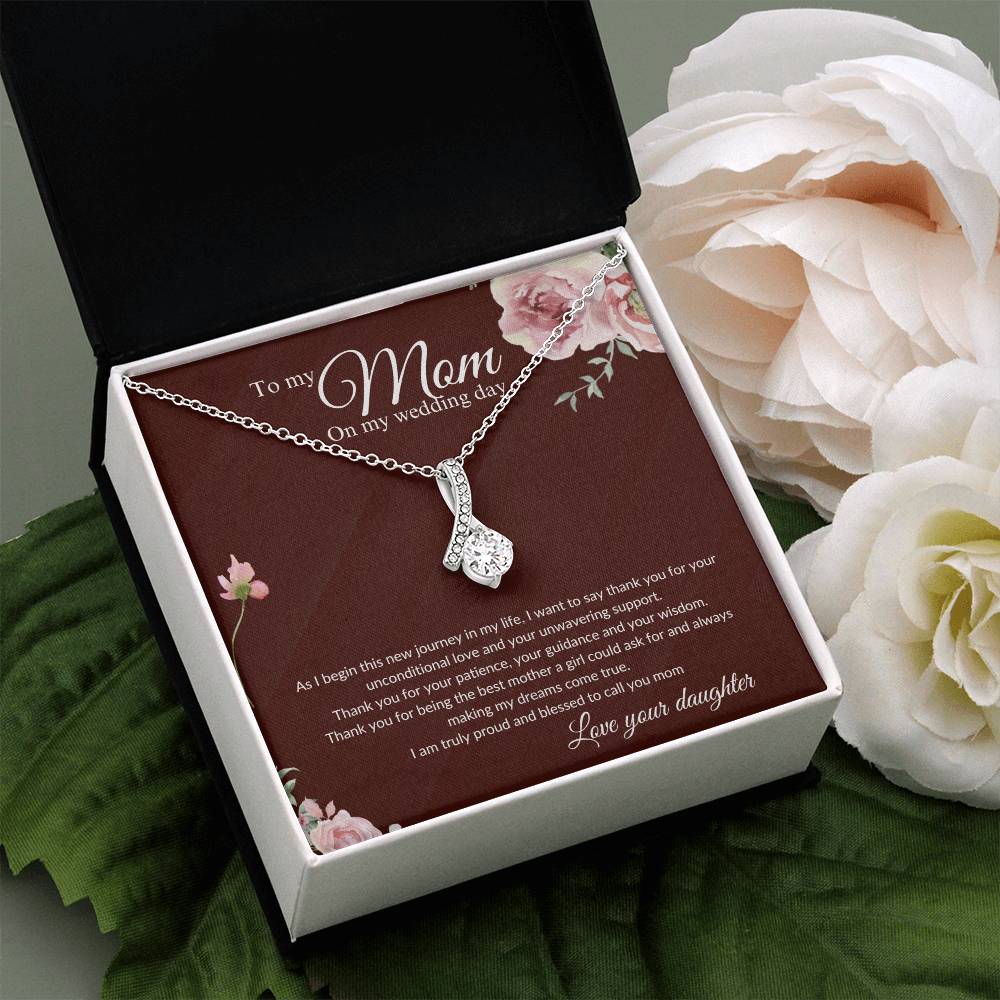 Eternal Ribbon Necklace | Mother of the Bride Gift from Daughter | Mother of the Bride Necklace | from Bride to Mom | To Mom from Bride - BespokeBliss