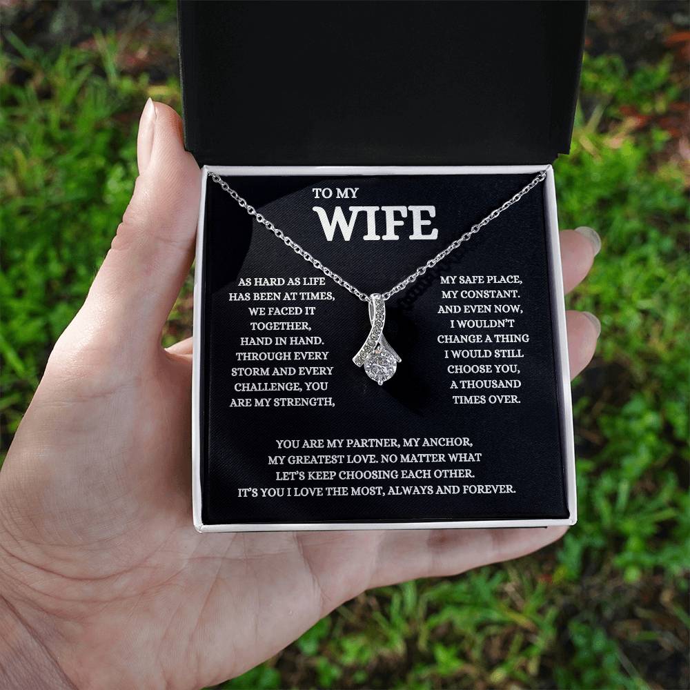 To My Wife - A Gift as Timeless as Our Love Ribbon-Style Pendant and Message Card ❤️