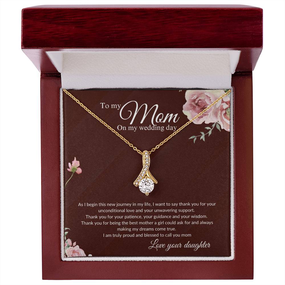 Eternal Ribbon Necklace | Mother of the Bride Gift from Daughter | Mother of the Bride Necklace | from Bride to Mom | To Mom from Bride - BespokeBliss