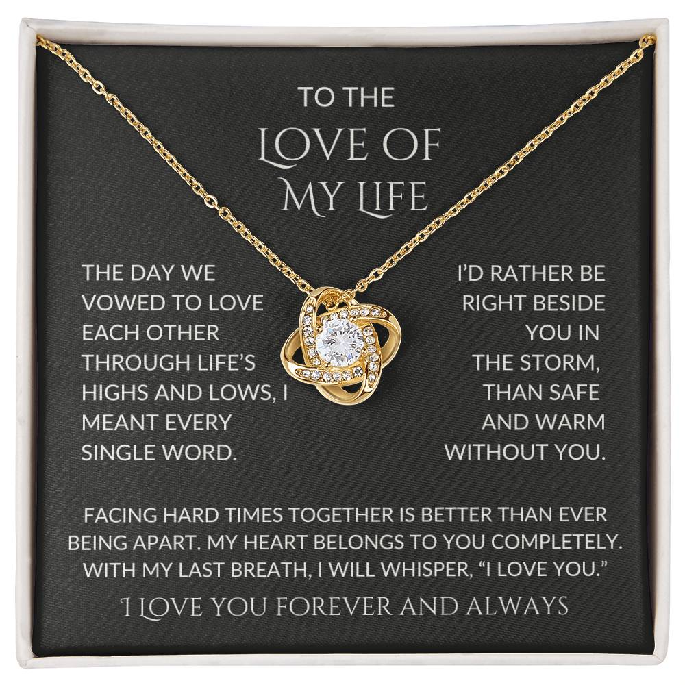 Love of My Life | Message Card Love Knot Pendant |