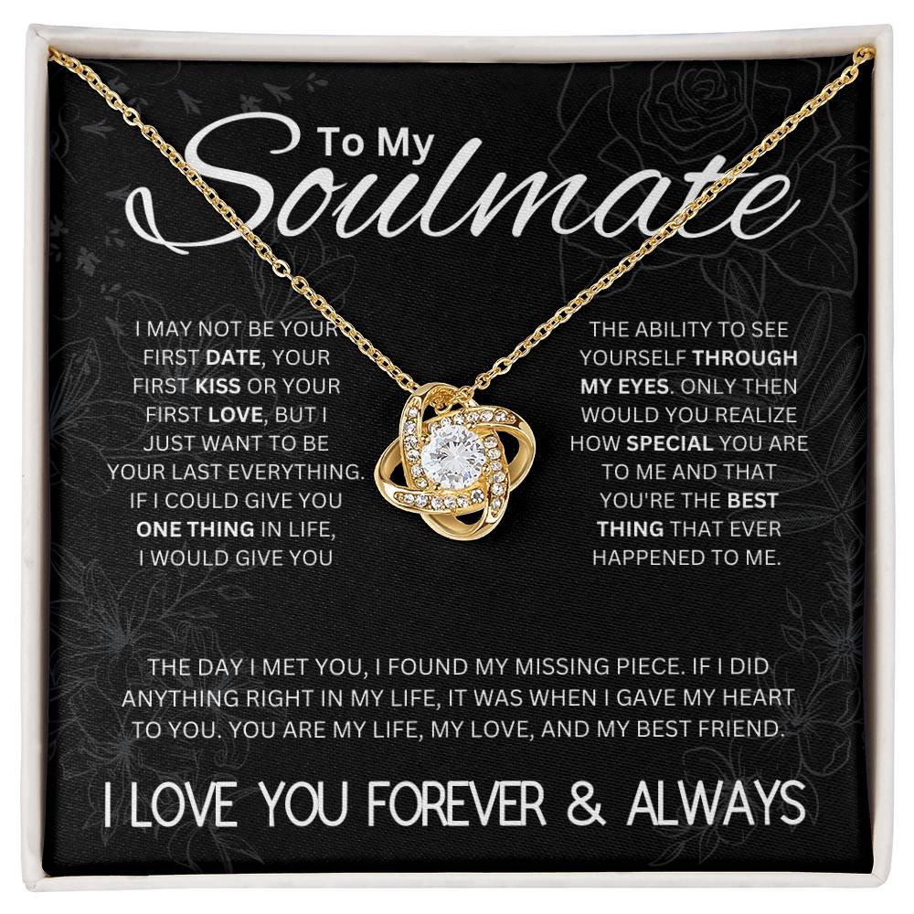 To My Soulmate, I Love You Forever, Love Knot Necklace