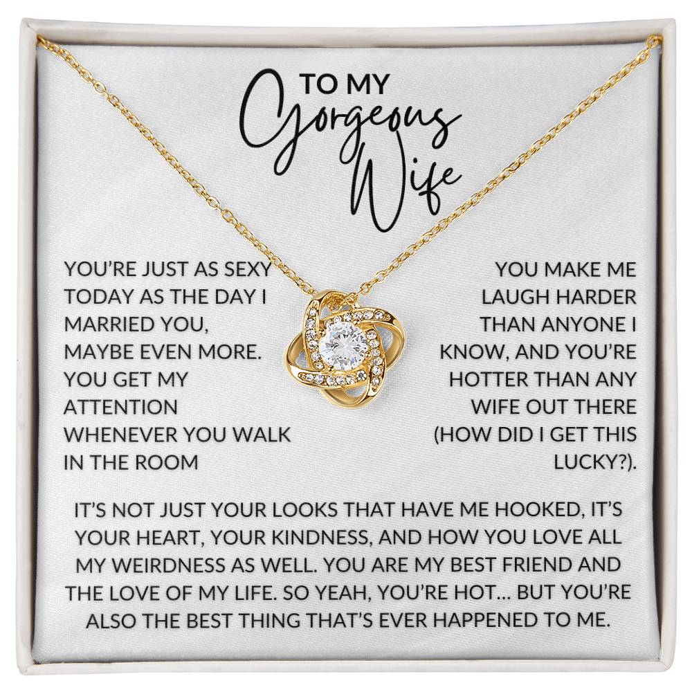 You're Hot My Gorgeous Wife | Love Knot Pendant Message Card | MBB075