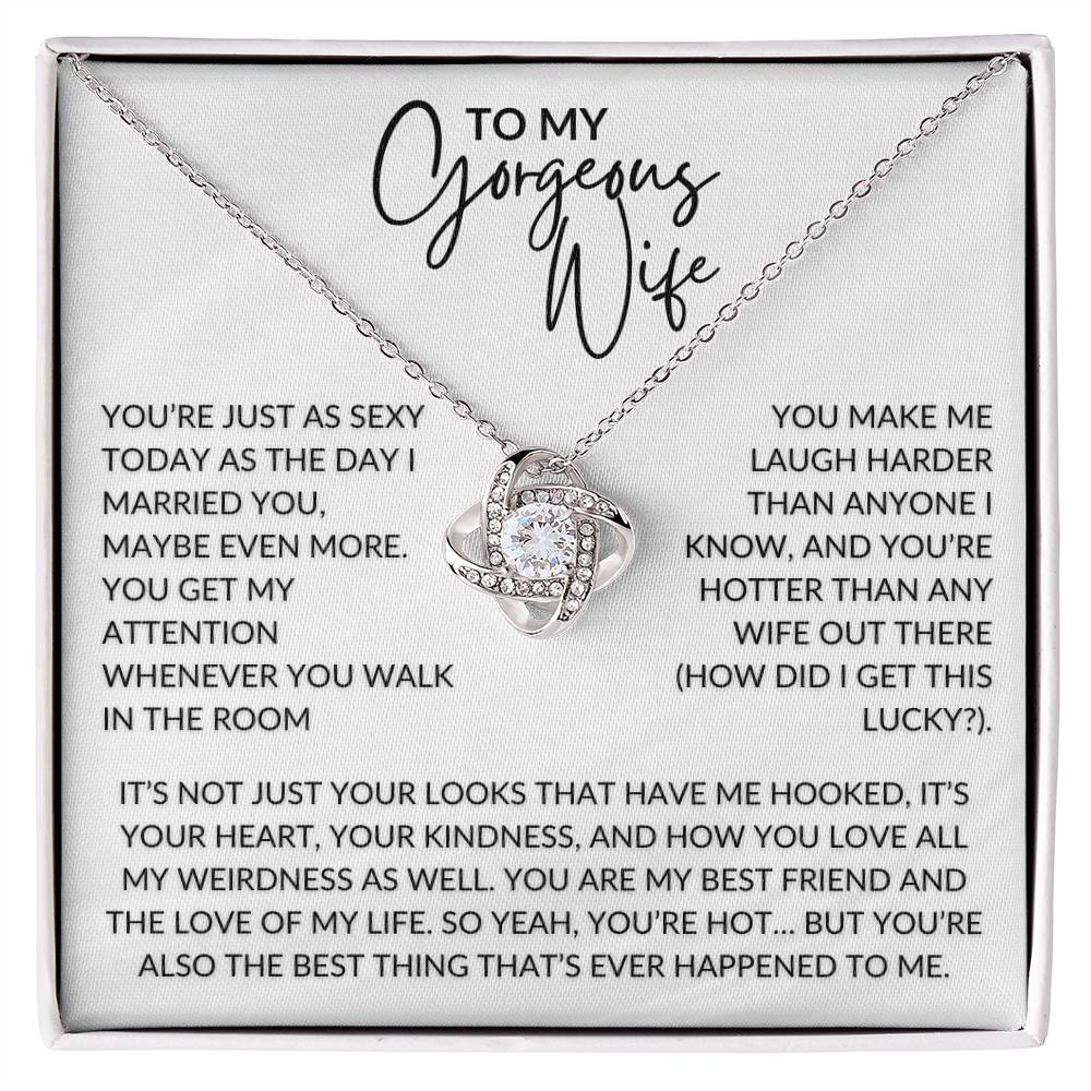 You're Hot My Gorgeous Wife | Love Knot Pendant Message Card | MBB075
