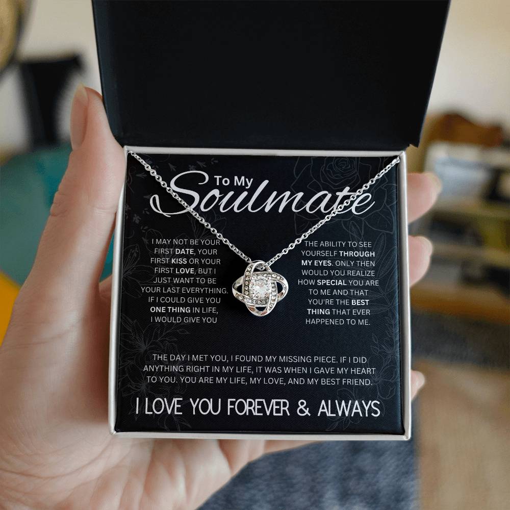 To My Soulmate, I Love You Forever, Love Knot Necklace