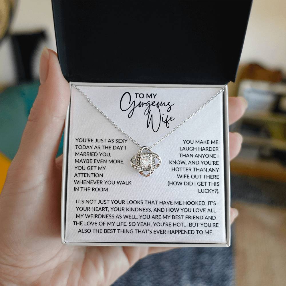 You're Hot My Gorgeous Wife | Love Knot Pendant Message Card | MBB075