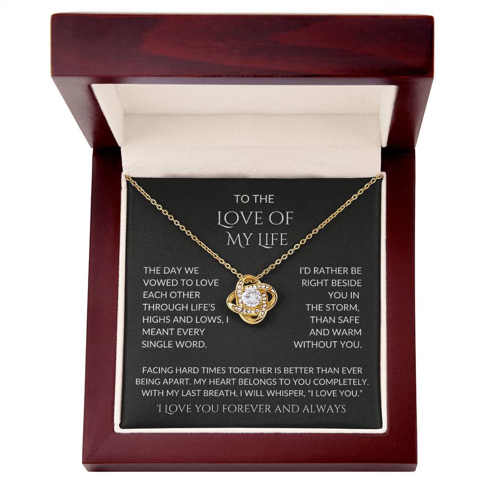 Love of My Life | Message Card Love Knot Pendant |