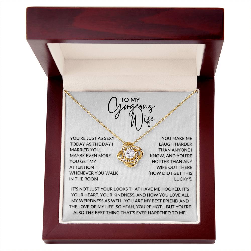 You're Hot My Gorgeous Wife | Love Knot Pendant Message Card | MBB075