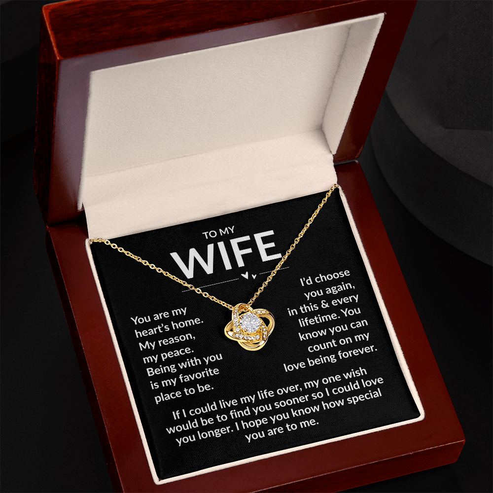 If I could Have One Wish, Husband to Wife Necklace and Message Card from the Heart
