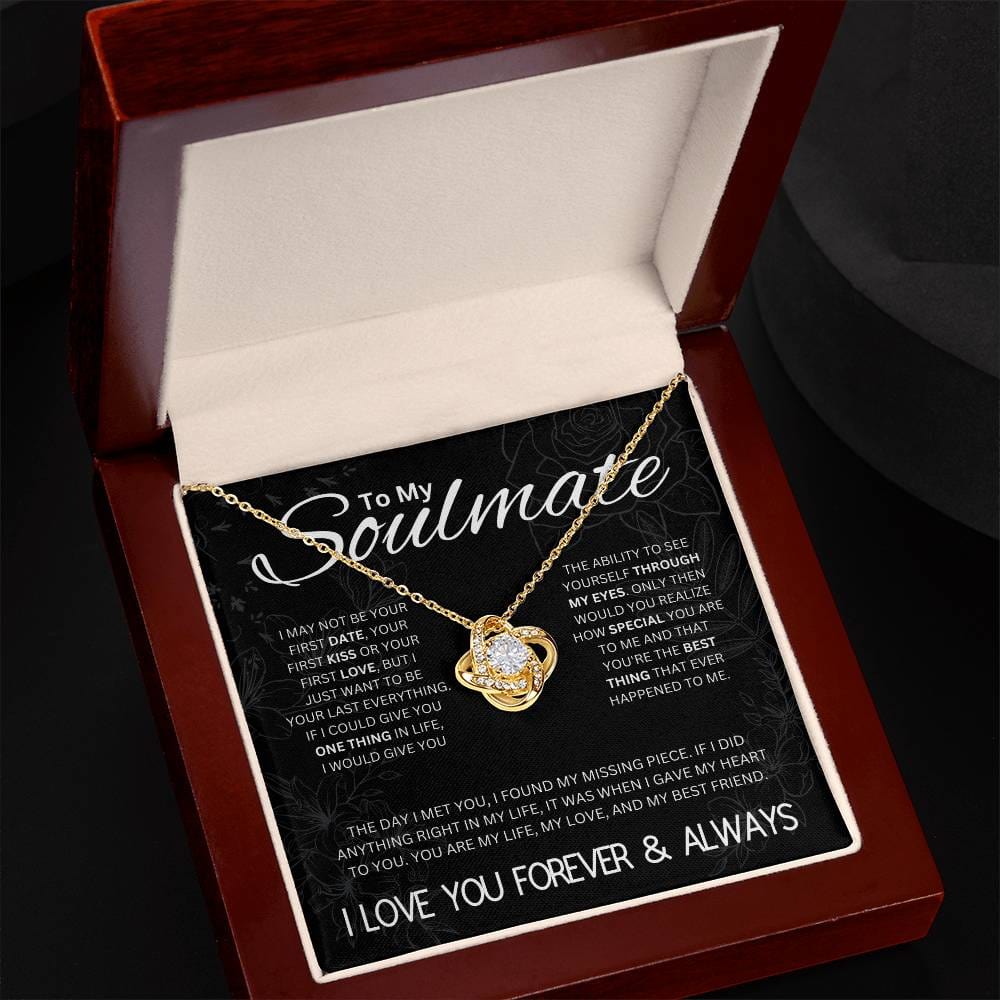 To My Soulmate, I Love You Forever, Love Knot Necklace