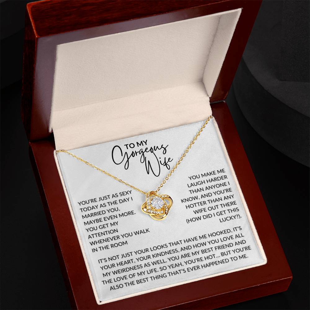 You're Hot My Gorgeous Wife | Love Knot Pendant Message Card | MBB075
