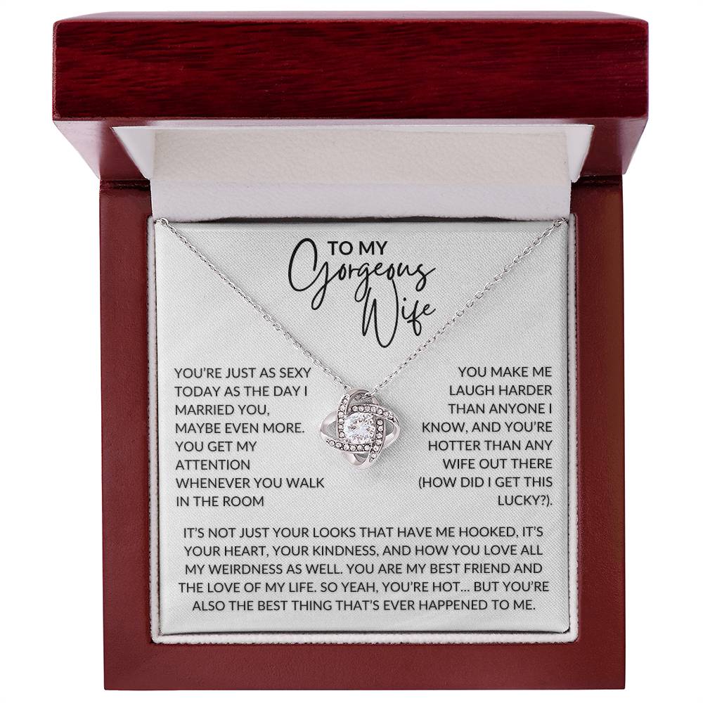 You're Hot My Gorgeous Wife | Love Knot Pendant Message Card | MBB075