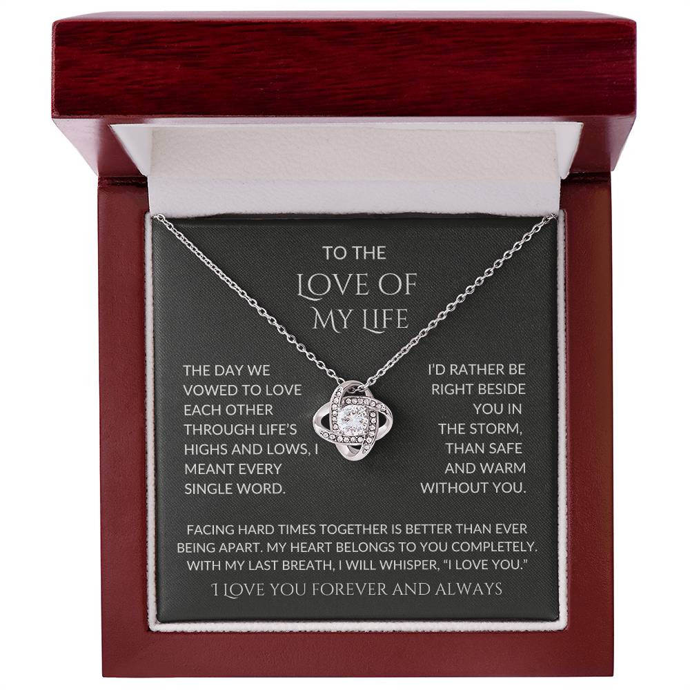 Love of My Life | Message Card Love Knot Pendant |