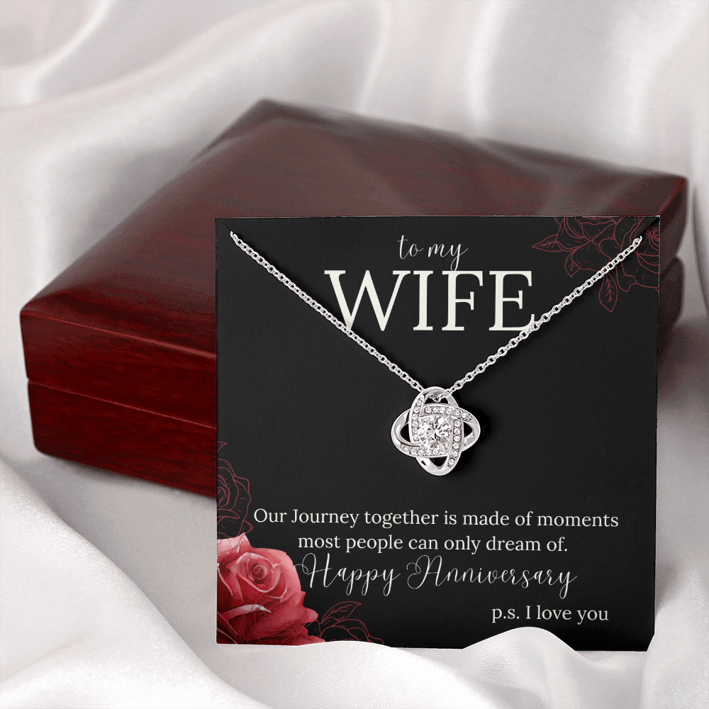 To My Wife, Happy Anniversary Necklace and Heartfelt Message Card. P.s. I Love You