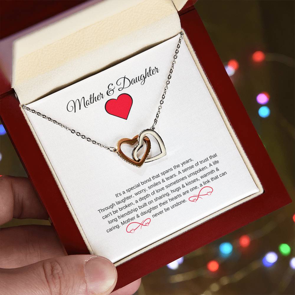 Mother & Daughter | Infinite Love Necklace | Beautiful Bond That Spans The Years - Interlocking Hearts Necklace - BespokeBliss
