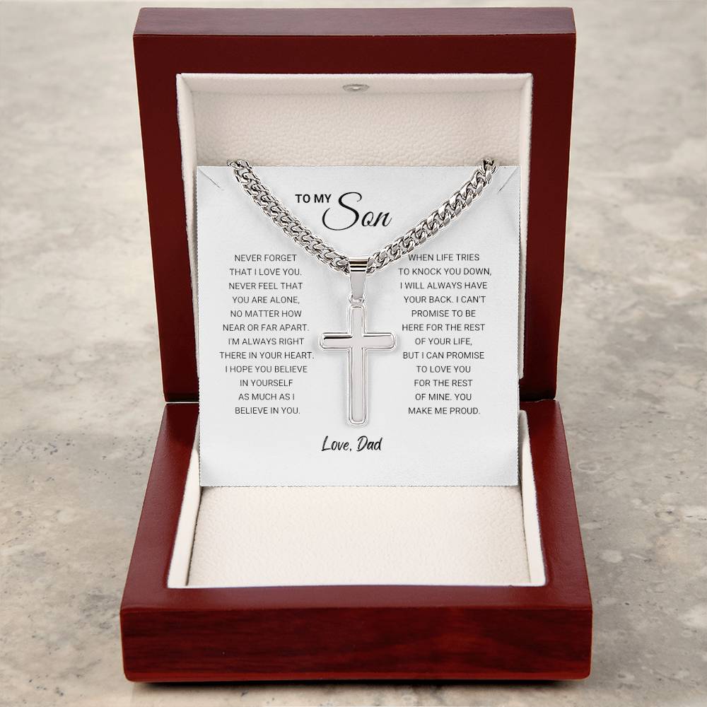 Son, Artisan Cross Necklace, Love Dad