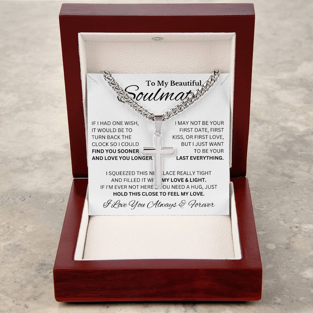 My Beautiful Soulmate For Him Cuban Chain Cross Necklace