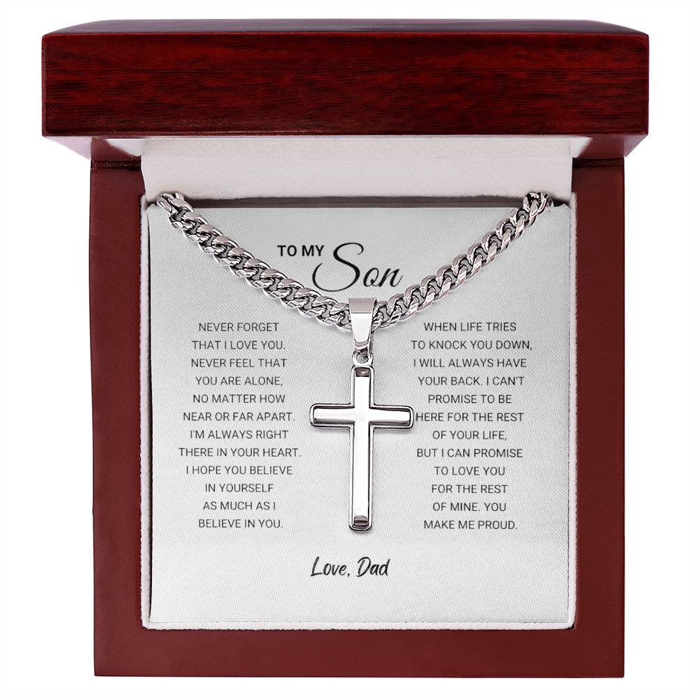 Son, Artisan Cross Necklace, Love Dad