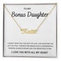 Bonus Daughter, I Love You With All My Heart | Name Necklace