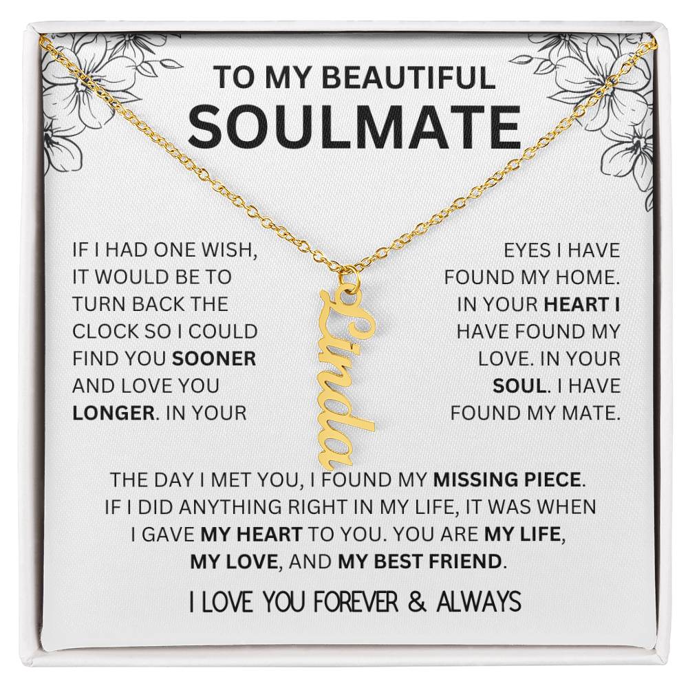 To My Beautiful Soulmate, One Wish | Name Necklace