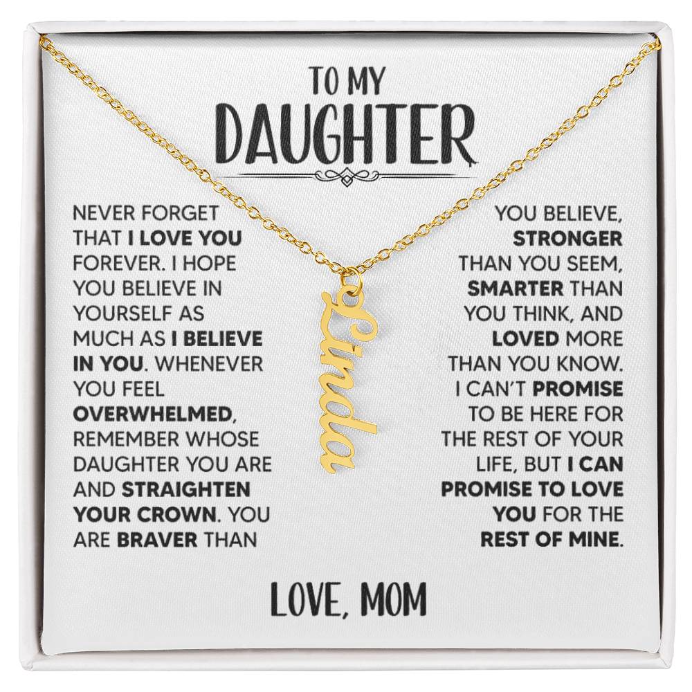 To My Daughter, Love Mom, Name Necklace