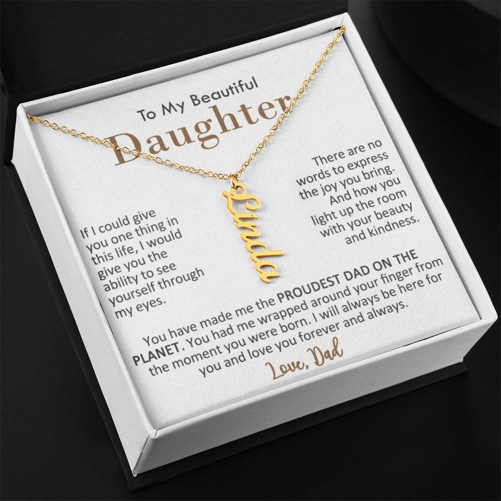 Proudest Dad of a Beautiful Daughter, Name Necklace