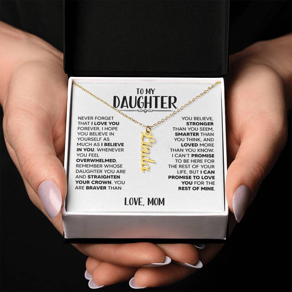 To My Daughter, Love Mom, Name Necklace