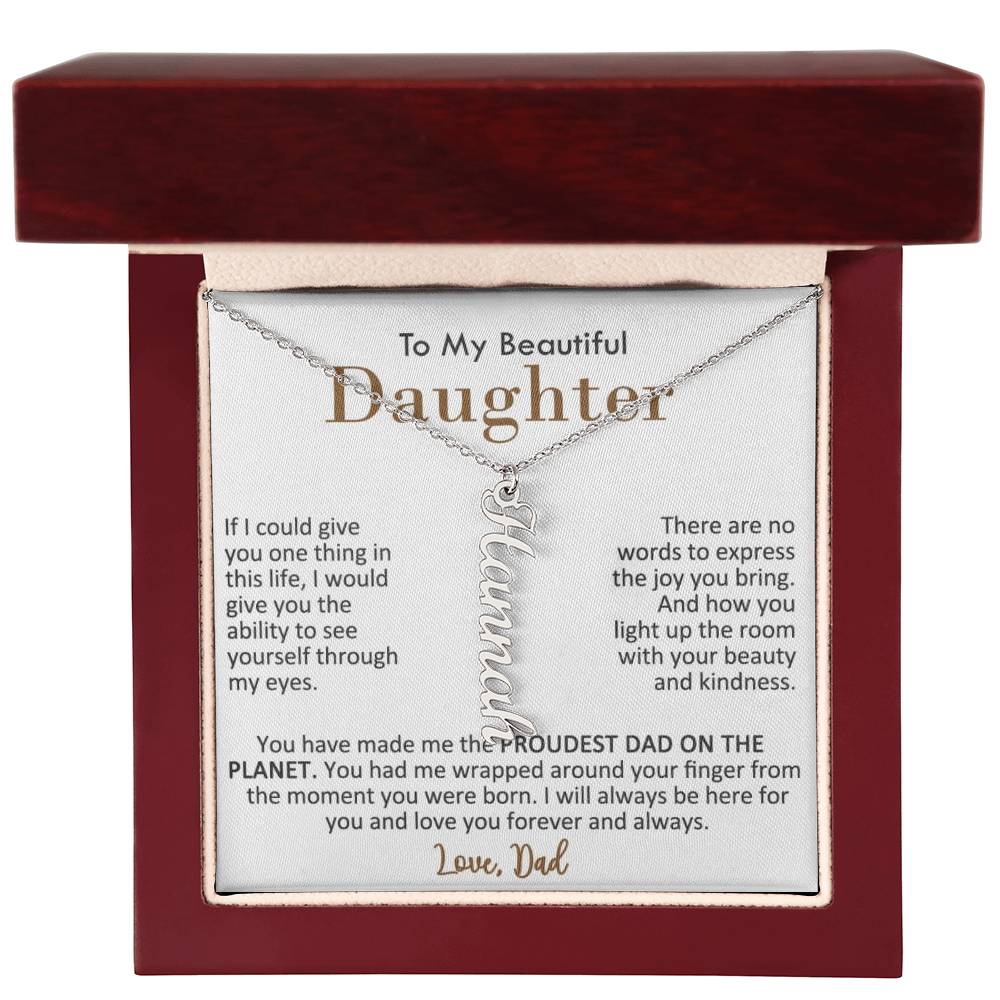 Proudest Dad of a Beautiful Daughter, Name Necklace