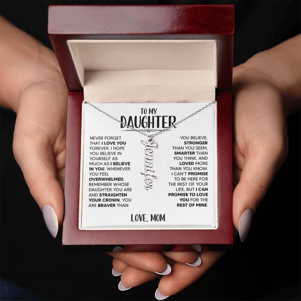 To My Daughter, Love Mom, Name Necklace