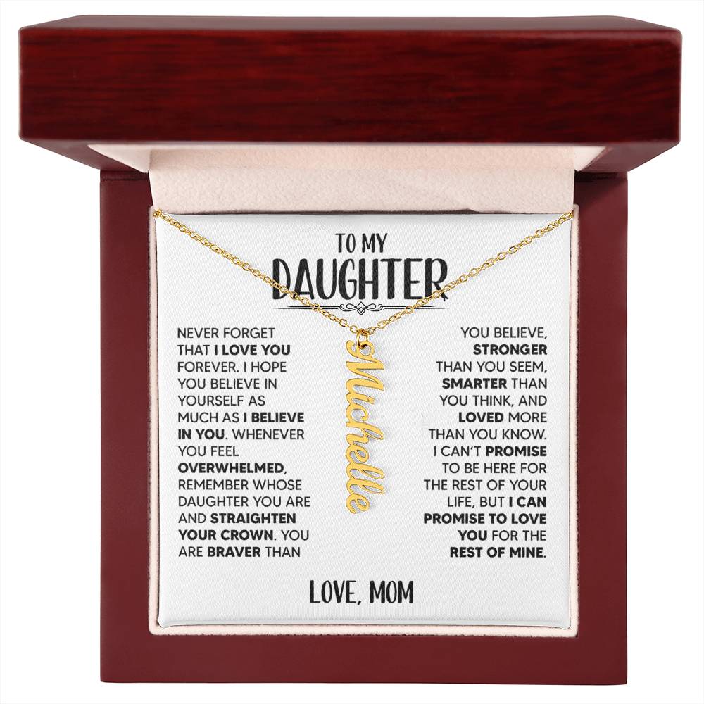 To My Daughter, Love Mom, Name Necklace