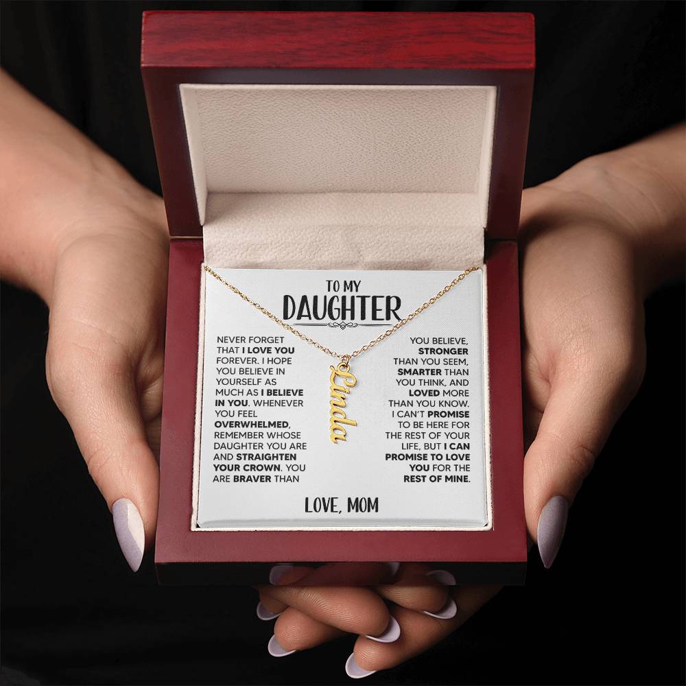To My Daughter, Love Mom, Name Necklace