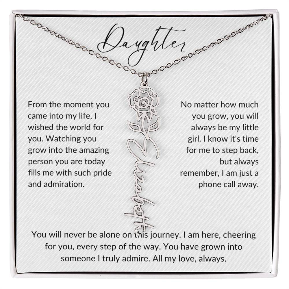 Personalized, Birth Flower Necklace Message Card, Daughter All My Love MBB084