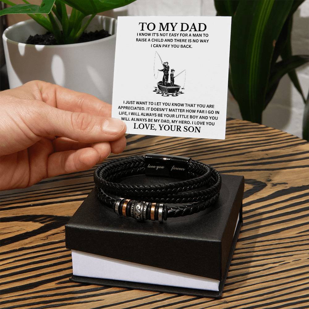 To My Dad, Love You Forever, Your Son | Leather Bracelet