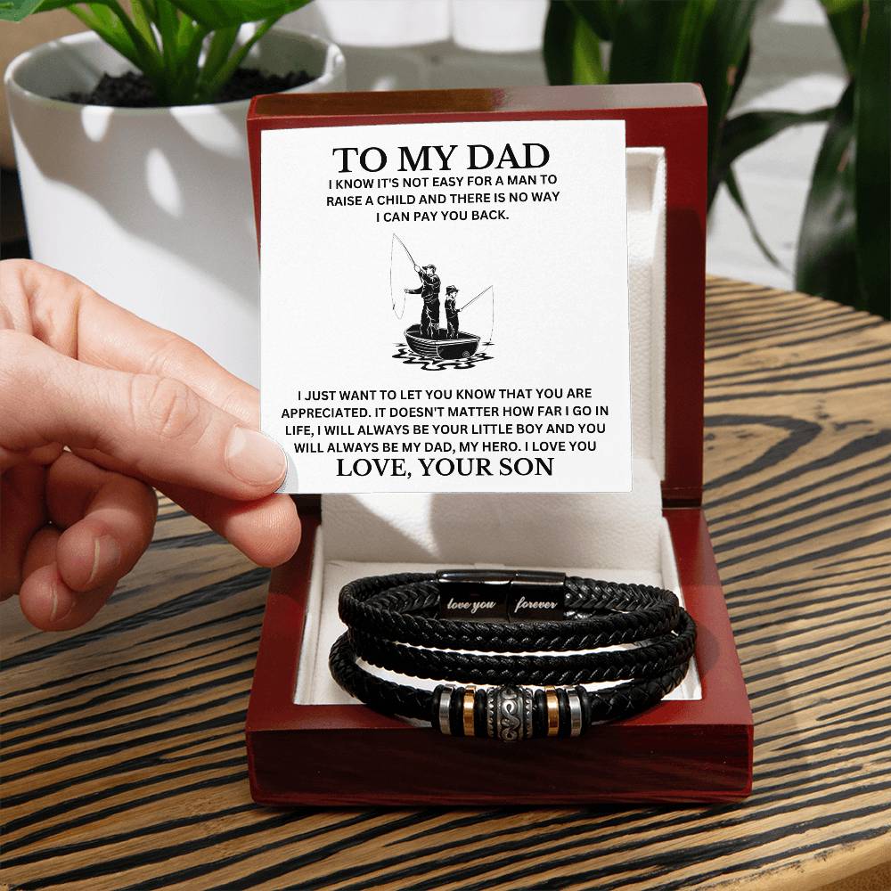 To My Dad, Love You Forever, Your Son | Leather Bracelet