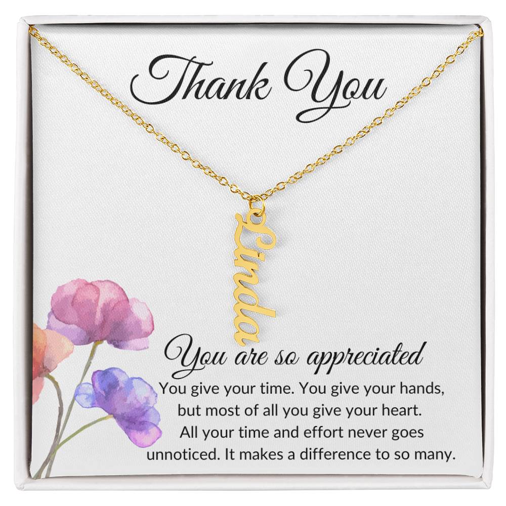 Personalized Thank you Necklace | Volunteer Gift |Introducing the perfect heartfelt thank-you | exquisite Personalized Name Necklace! 🎁 - BespokeBliss