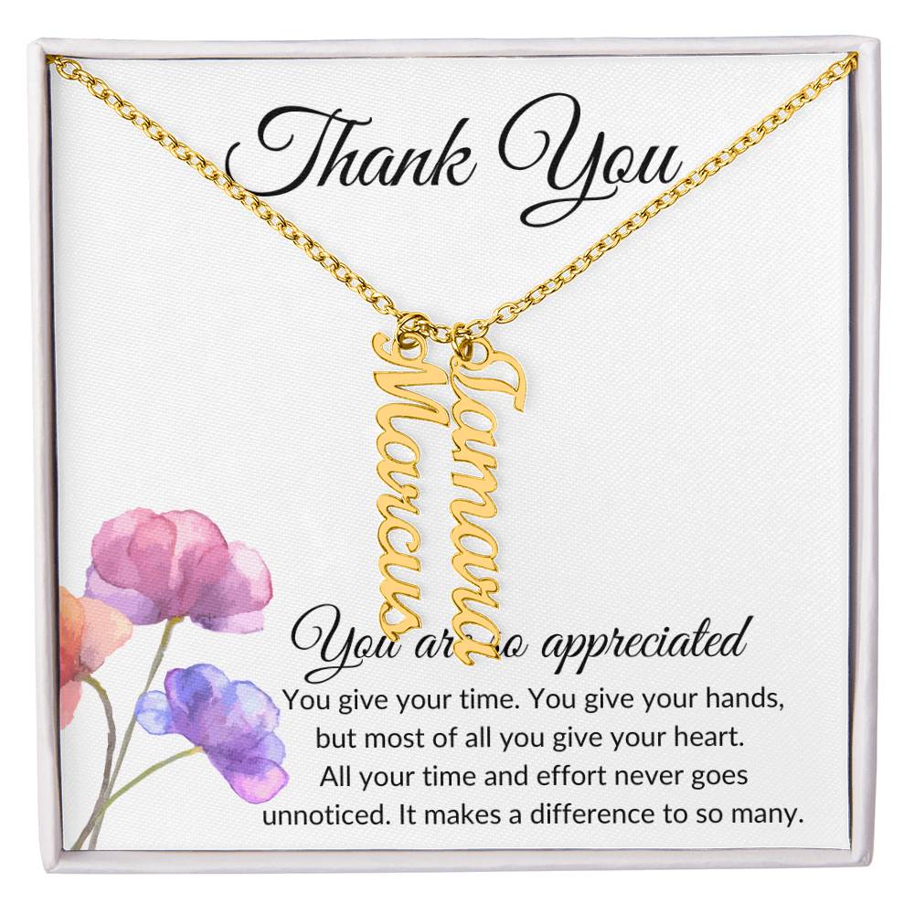 Personalized Thank you Necklace | Volunteer Gift |Introducing the perfect heartfelt thank-you | exquisite Personalized Name Necklace! 🎁 - BespokeBliss