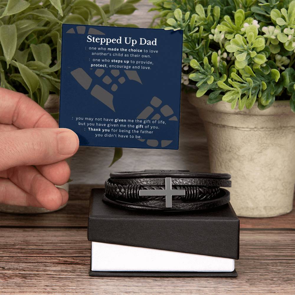 Stepped Up Dad, Thank You Bracelet | Step Dad Gift | Bonus Dad Gift