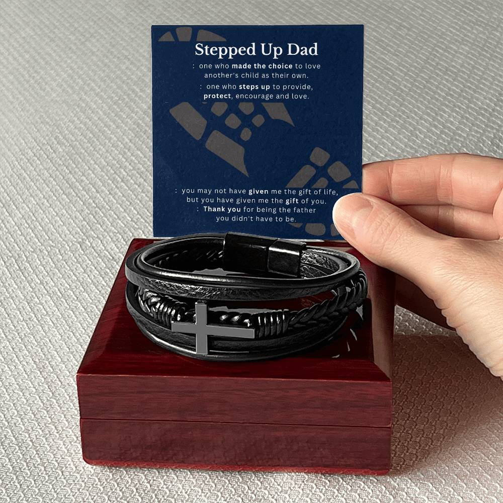 Stepped Up Dad, Thank You Bracelet | Step Dad Gift | Bonus Dad Gift