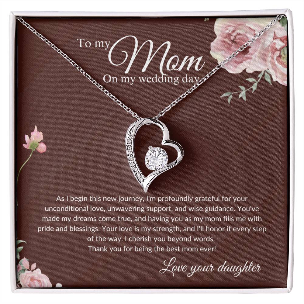 Mother of the Bride Gift from Daughter | Mother of the Bride Necklace from Bride | Forever Love Necklace Mom of Bride | Gift To Mom from Bride - BespokeBliss