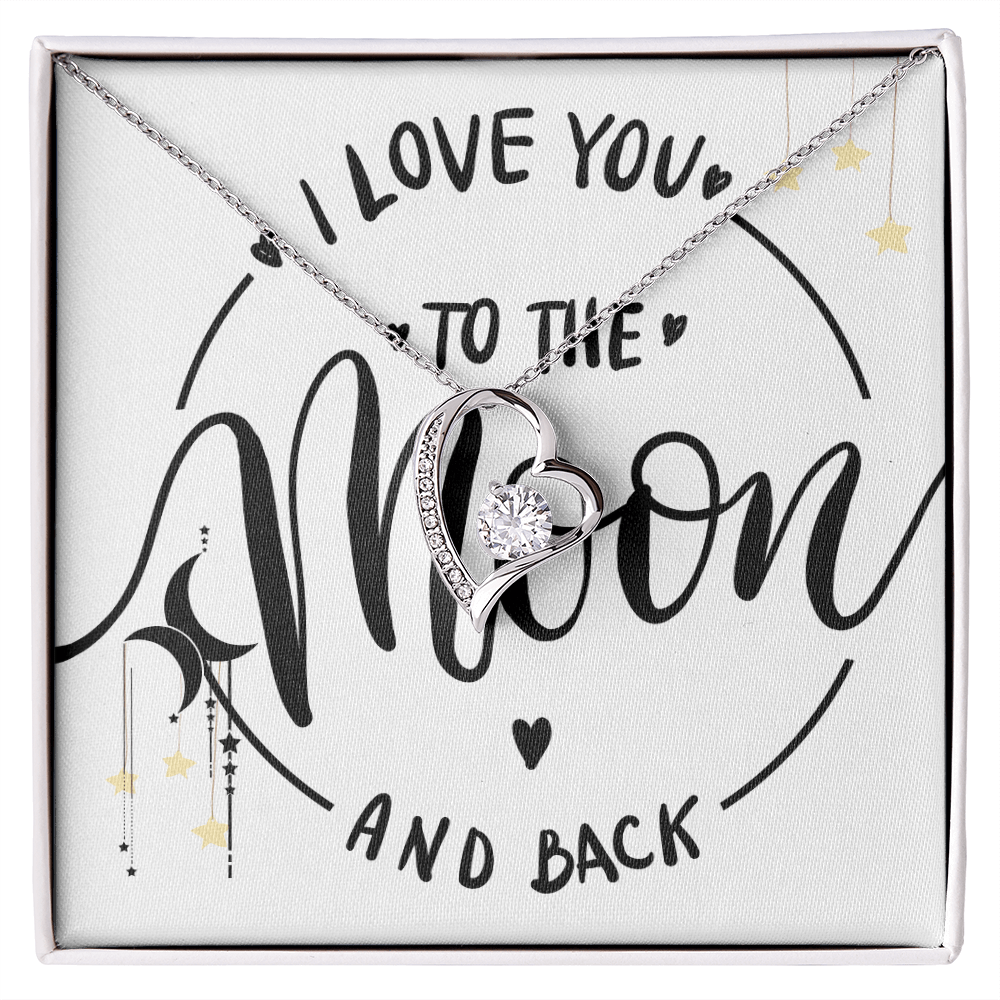 ❤️ To the Moon and Back – Heart Necklace and Message Card for that someone you love the most.