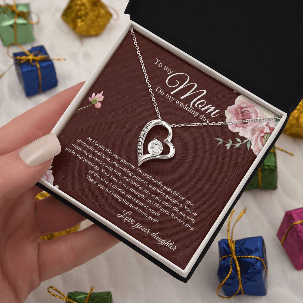 Mother of the Bride Gift from Daughter | Mother of the Bride Necklace from Bride | Forever Love Necklace Mom of Bride | Gift To Mom from Bride - BespokeBliss