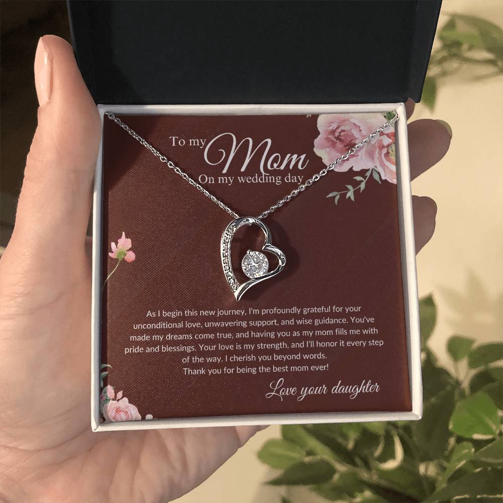 Mother of the Bride Gift from Daughter | Mother of the Bride Necklace from Bride | Forever Love Necklace Mom of Bride | Gift To Mom from Bride - BespokeBliss