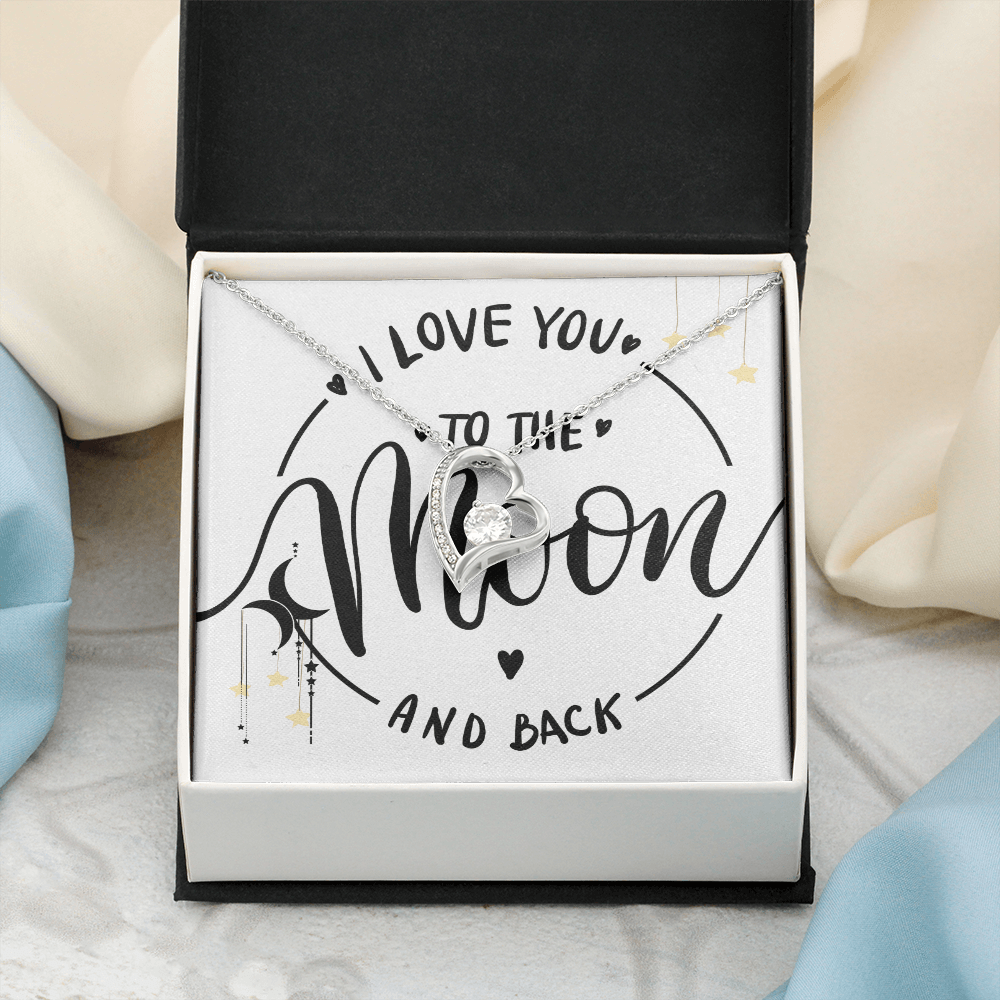 ❤️ To the Moon and Back – Heart Necklace and Message Card for that someone you love the most.