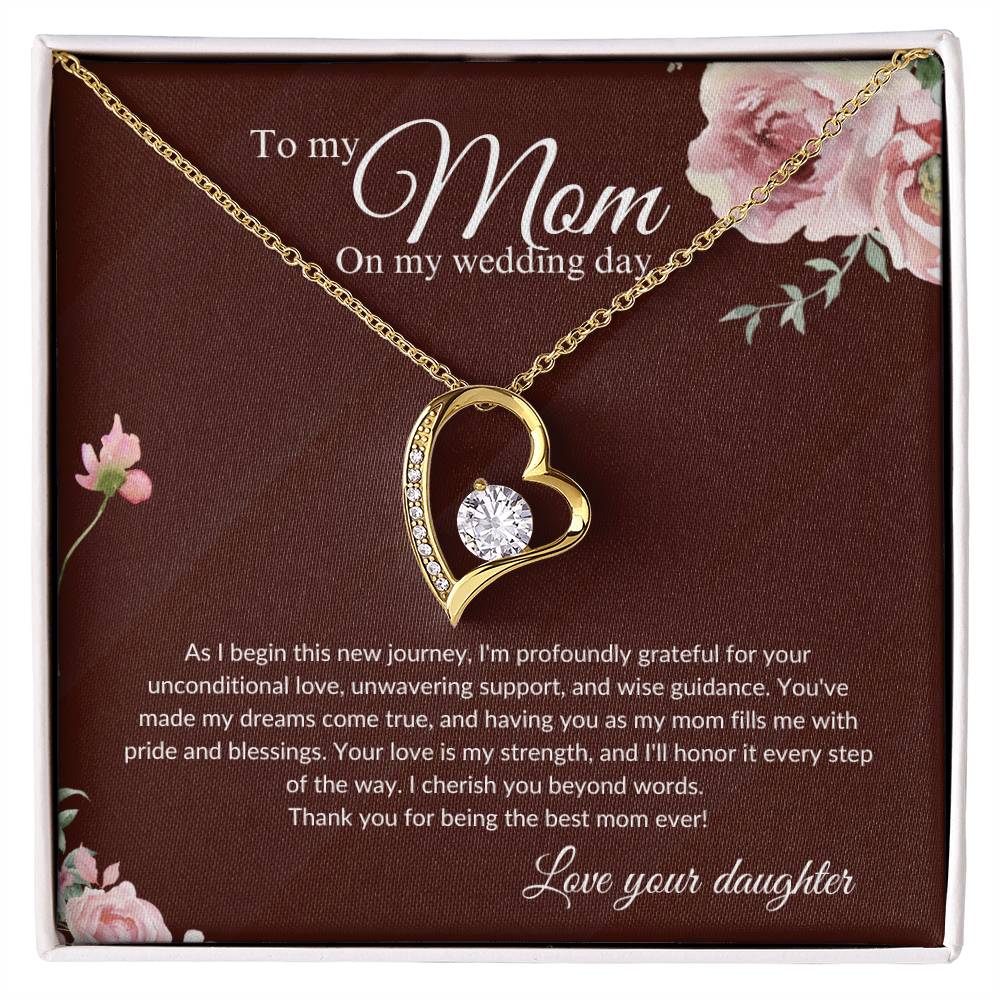 Mother of the Bride Gift from Daughter | Mother of the Bride Necklace from Bride | Forever Love Necklace Mom of Bride | Gift To Mom from Bride - BespokeBliss