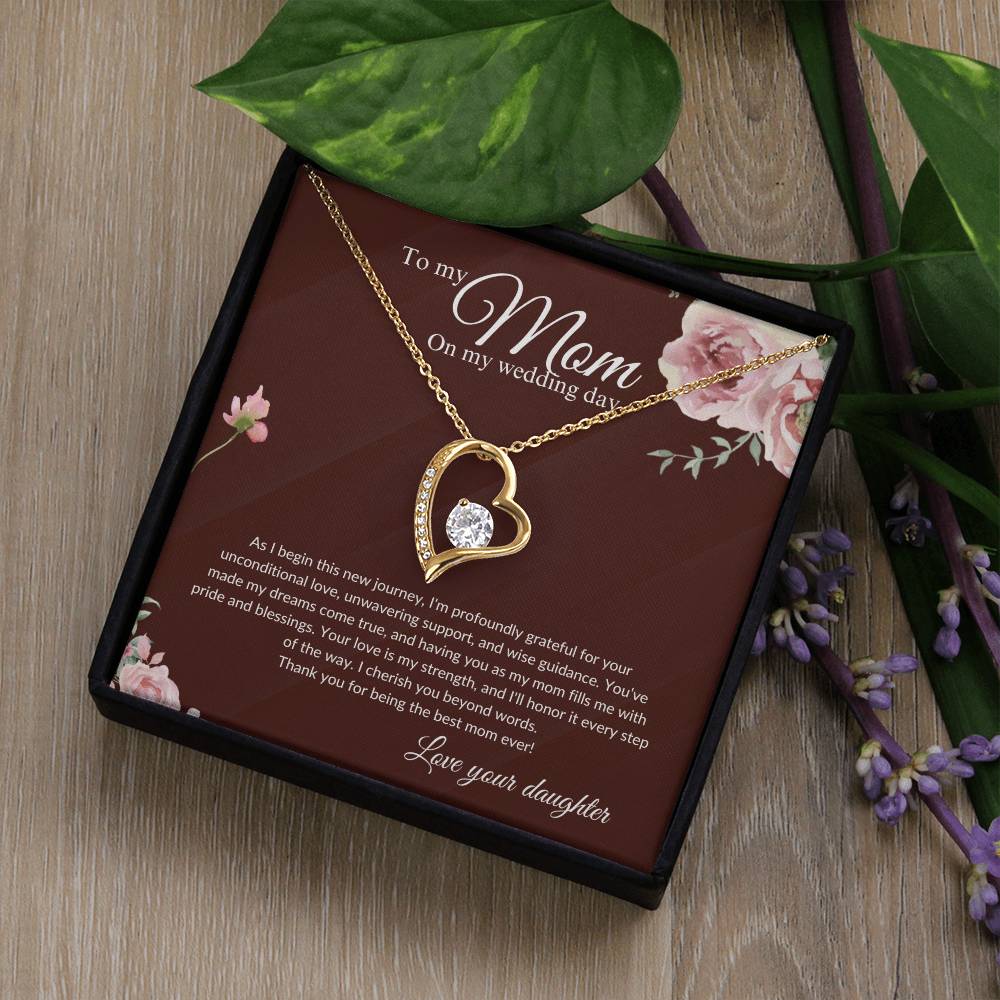Mother of the Bride Gift from Daughter | Mother of the Bride Necklace from Bride | Forever Love Necklace Mom of Bride | Gift To Mom from Bride - BespokeBliss