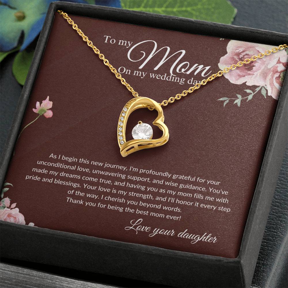 Mother of the Bride Gift from Daughter | Mother of the Bride Necklace from Bride | Forever Love Necklace Mom of Bride | Gift To Mom from Bride - BespokeBliss