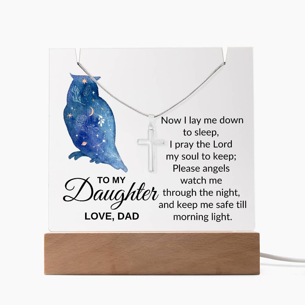 Daughter Love Dad, Now I Lay Me Down To Sleep .... Necklace and Nightlight Combination