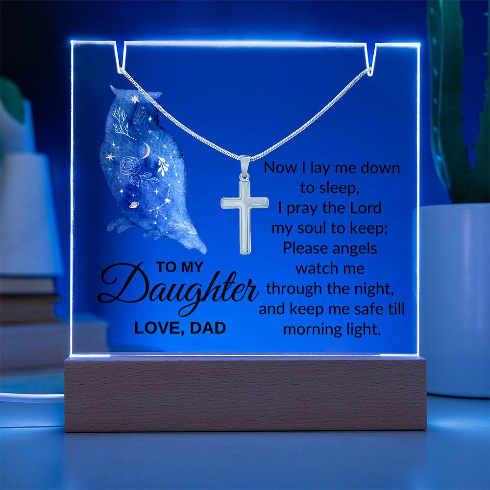 Daughter Love Dad, Now I Lay Me Down To Sleep .... Necklace and Nightlight Combination